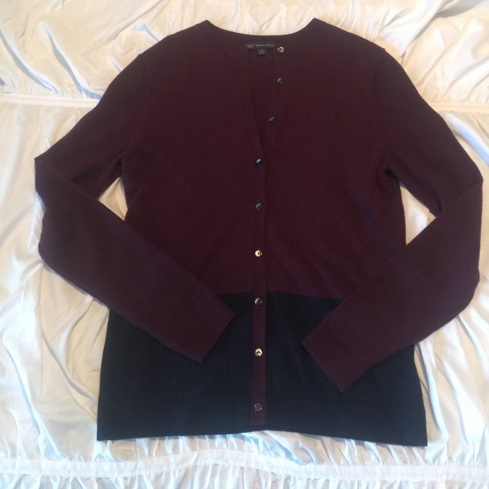Brooks Brothers Burgundy and navy cardigan